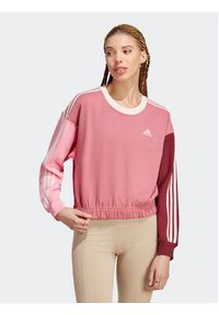 Adidas - adidas Bluza Essentials 3-Stripes Crop Sweatshirt IC9875 Różowy Loose Fit. Kolor: różowy. Materiał: bawełna #3