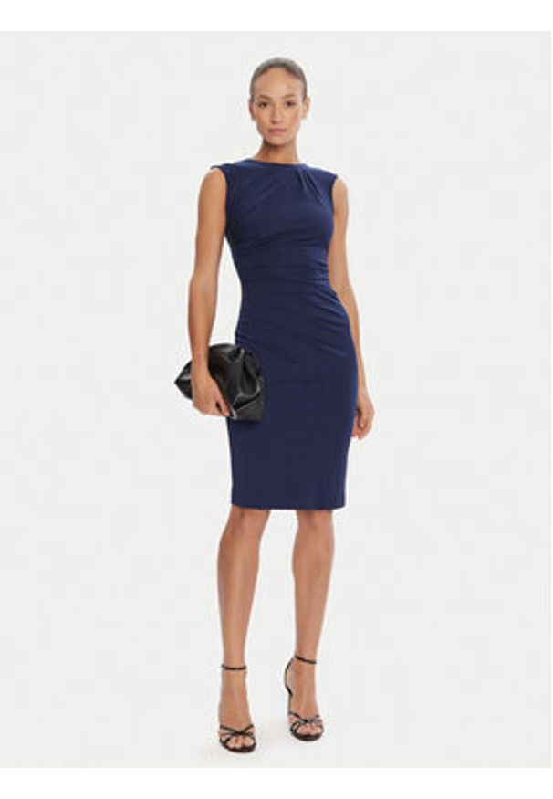 Rinascimento Sukienka koktajlowa CFC0125332003 Granatowy Slim Fit. Kolor: niebieski. Materiał: syntetyk. Styl: wizytowy