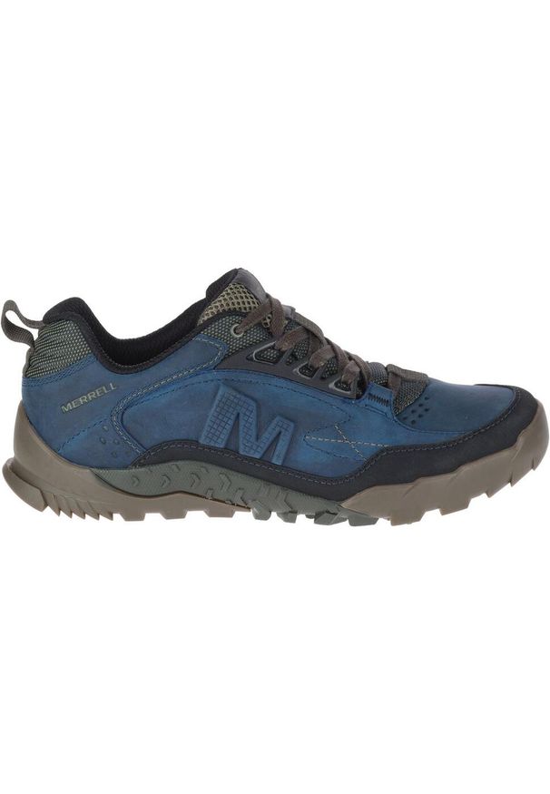 Merrell - Buty trekkingowe męskie MERRELL ANNEX TRAK skóra. Kolor: niebieski. Materiał: skóra. Sport: turystyka piesza