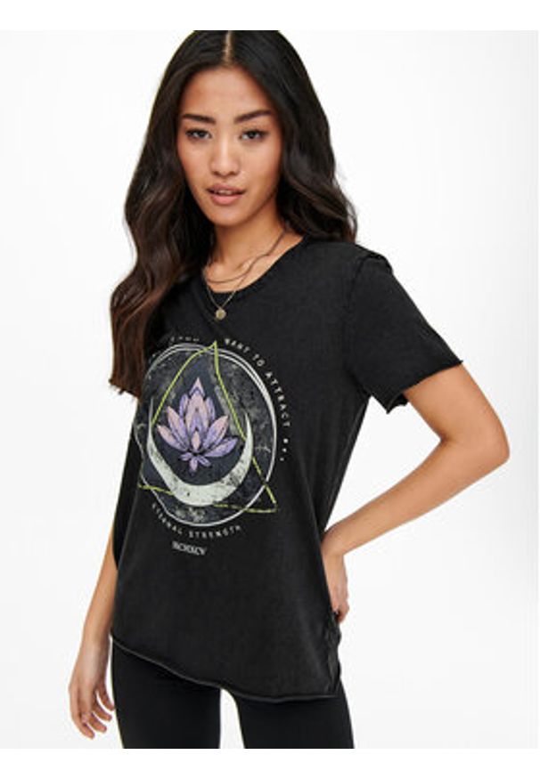 only - ONLY T-Shirt 15215721 Czarny Regular Fit. Kolor: czarny. Materiał: bawełna