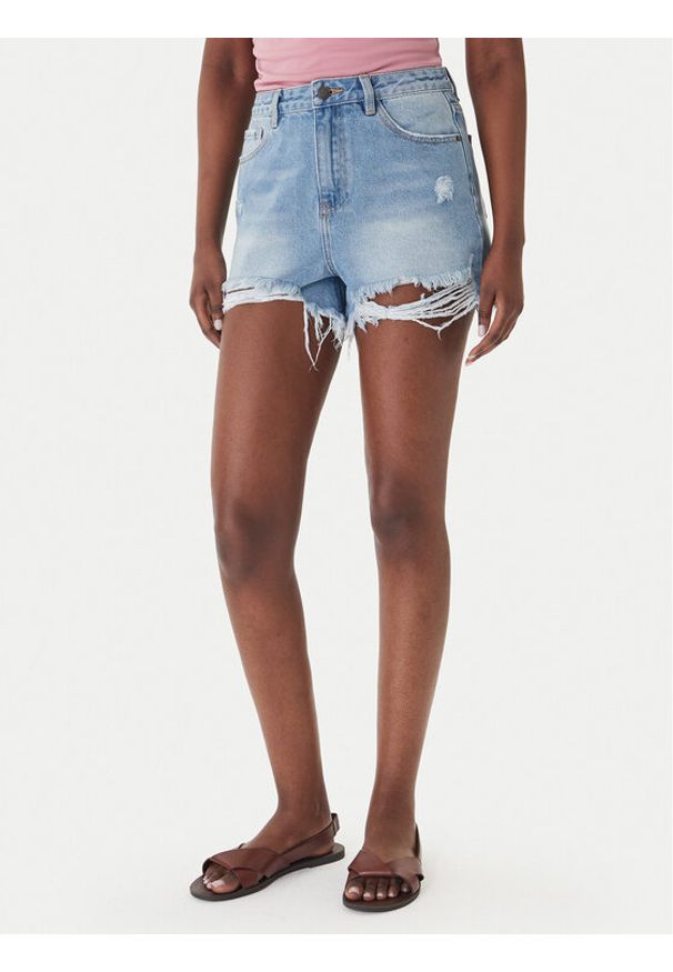 Eleh Szorty jeansowe EL122 Niebieski Regular Fit. Kolor: niebieski. Materiał: bawełna