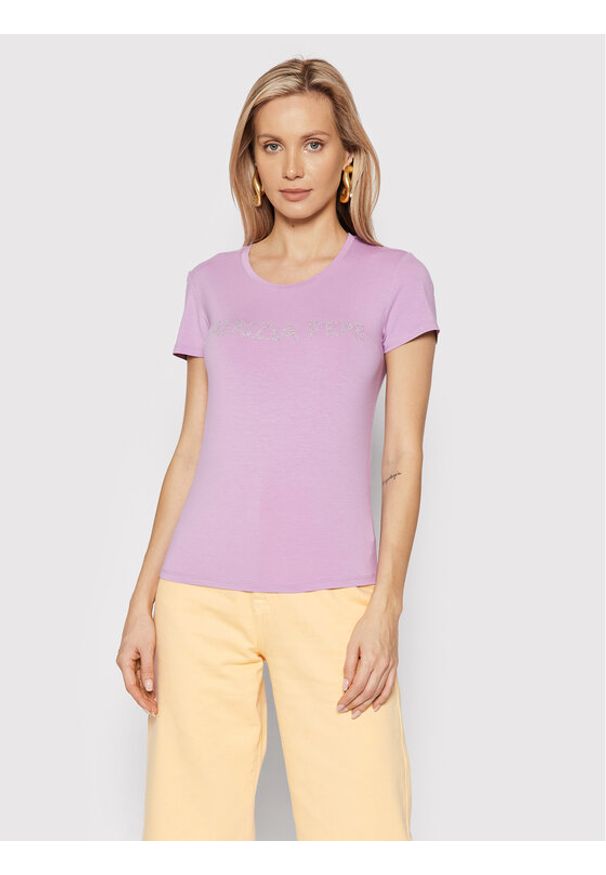 Patrizia Pepe T-Shirt 8M1419/J013-M415 Fioletowy Slim Fit. Kolor: fioletowy. Materiał: wiskoza