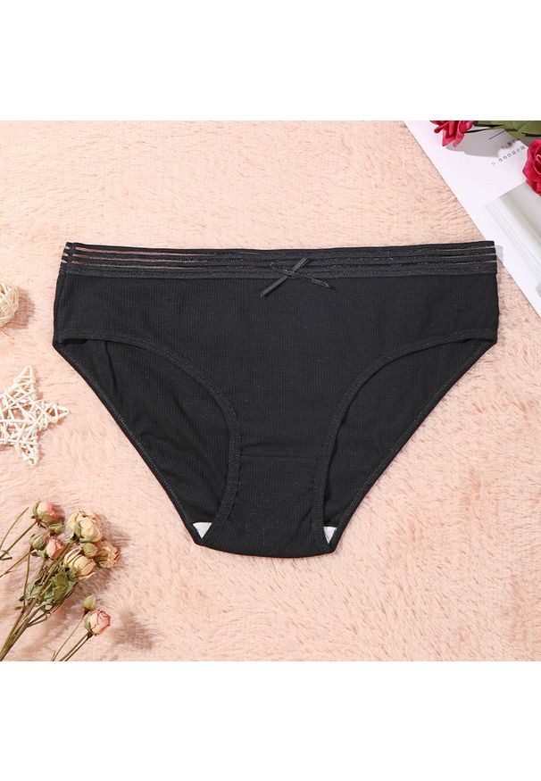 Intica - Figi damskie z elastycznym pasem na co dzień Esma. Kolor: czarny. Materiał: materiał