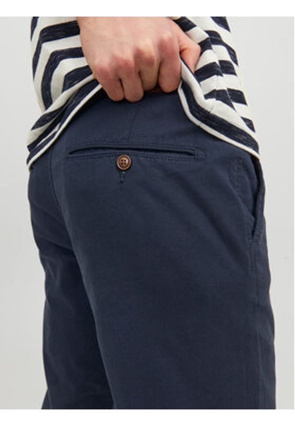 Jack & Jones - Jack&Jones Chinosy Marco 12206198 Granatowy Slim Fit. Kolor: niebieski. Materiał: bawełna