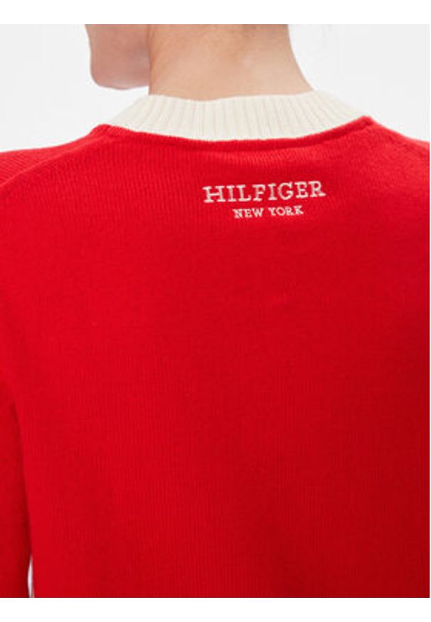 TOMMY HILFIGER - Tommy Hilfiger Sweter Varsity 85 Graphic C-Nk Swt WW0WW40718 Czerwony Slim Fit. Kolor: czerwony. Materiał: bawełna, syntetyk