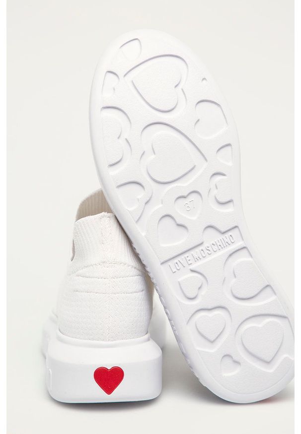 Love Moschino - Buty. Nosek buta: okrągły. Kolor: biały. Materiał: guma. Obcas: na platformie