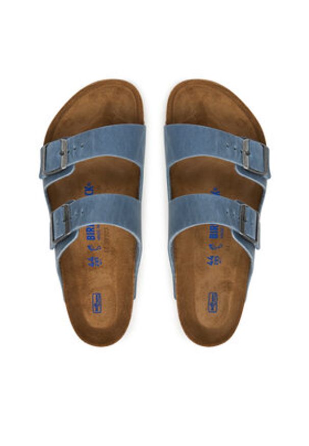 Birkenstock Klapki Arizona Sfb 1030862 Niebieski. Kolor: niebieski. Materiał: skóra