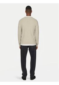 Only & Sons Sweter 22026559 Beżowy Regular Fit. Kolor: beżowy. Materiał: bawełna #7