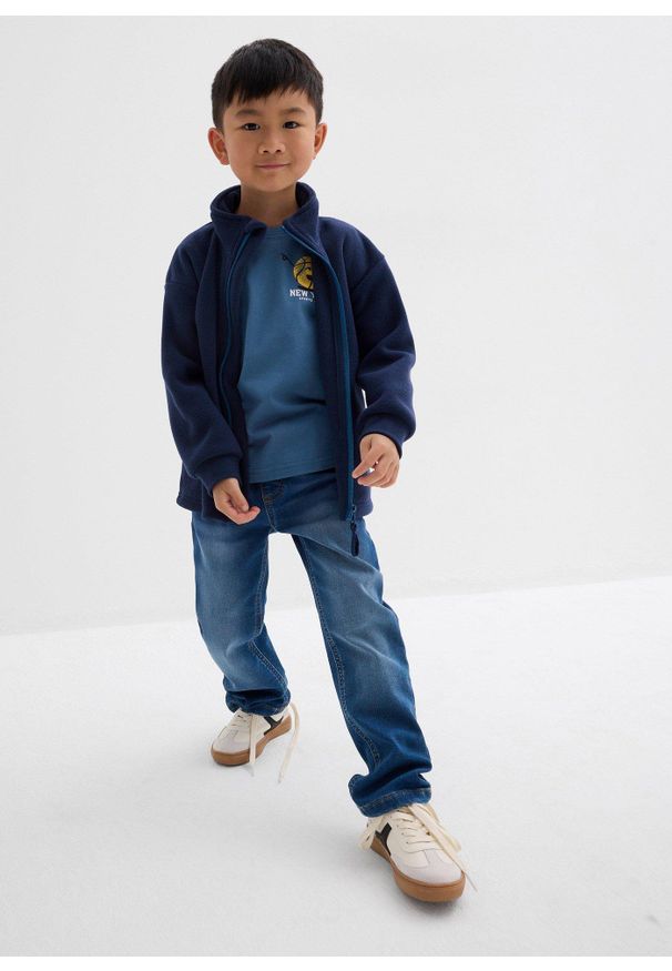 bonprix - Dżinsy dresowe z gumką w talii, regular fit, straight. Kolor: niebieski