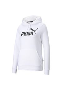 Puma - Damska bluza z kapturem z logo Essentials PUMA White. Typ kołnierza: kaptur. Kolor: czarny, wielokolorowy, biały. Materiał: polar. Sezon: zima #1