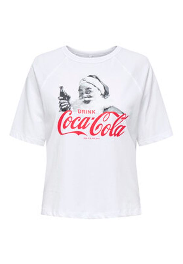 only - ONLY T-Shirt Coca Cola 15355794 Biały Regular Fit. Kolor: biały. Materiał: bawełna