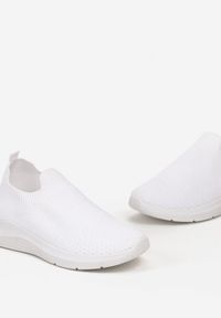 Renee - Białe Siateczkowe Buty Sportowe na Elastycznej Podeszwie Purita. Zapięcie: bez zapięcia. Kolor: biały. Materiał: jeans. Szerokość cholewki: normalna #5