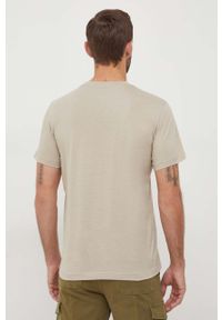 Calvin Klein Jeans t-shirt bawełniany kolor beżowy z nadrukiem. Kolor: beżowy. Materiał: bawełna. Wzór: nadruk. Styl: klasyczny #2