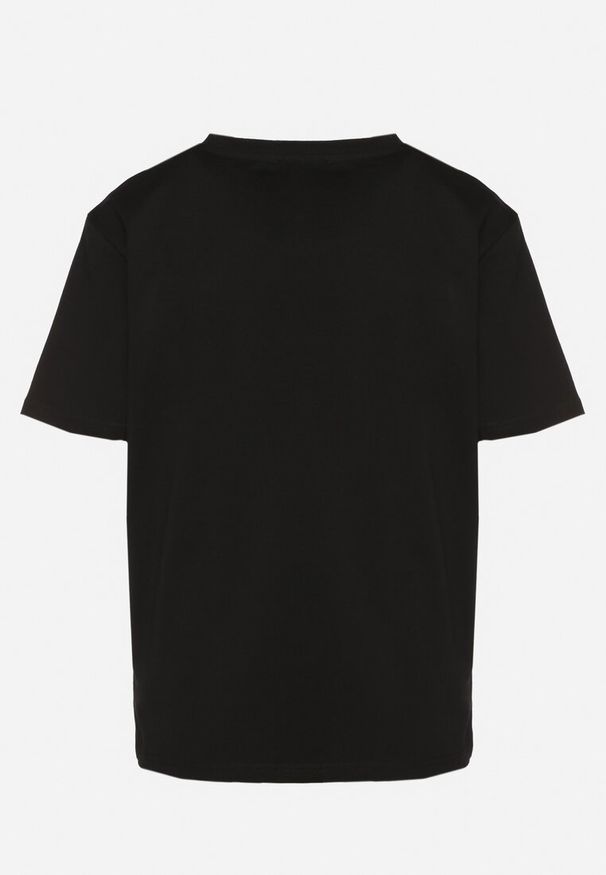 Born2be - Czarny T-shirt Bawełniany z Cyrkoniami Felnella. Okazja: na co dzień. Kolor: czarny. Materiał: bawełna. Styl: elegancki, casual