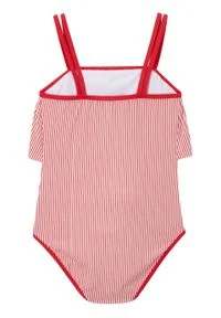 Kostium kąpielowy dziewczęcy bonprix czerwono-biały w paski. Kolor: czerwony. Wzór: paski #2