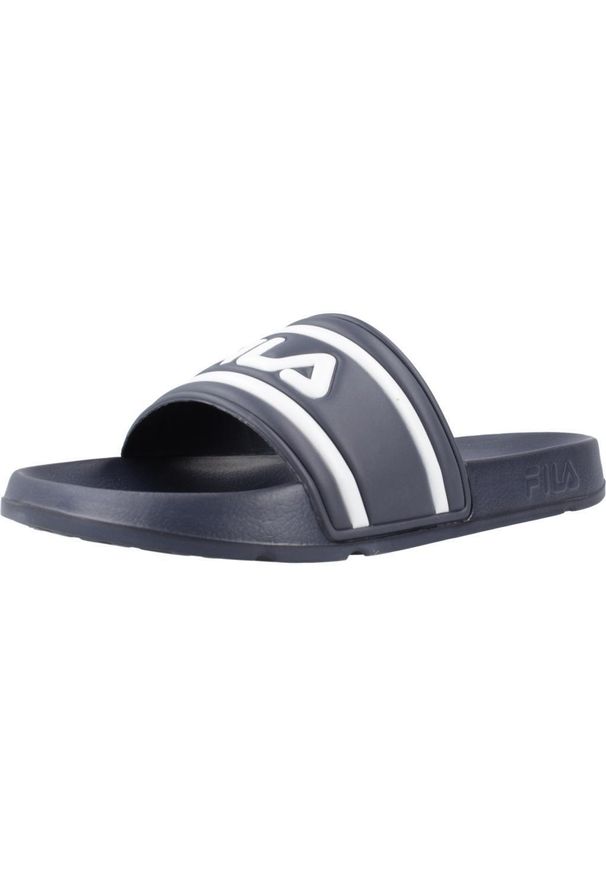 Klapki Fila Model Morro Bay Kolor Niebieski. Okazja: na plażę. Zapięcie: bez zapięcia. Kolor: biały, niebieski, wielokolorowy. Materiał: materiał, syntetyk. Szerokość cholewki: normalna. Sport: turystyka piesza, pływanie, fitness