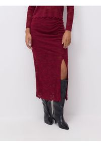 Reserved - Koronkowa spódnica midi - burgundowy. Kolor: czerwony. Materiał: koronka #1