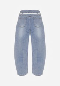 Born2be - Niebieskie Jeansy Balloon z Regularnym Stanem i Ozdobnym Wiązaniem Rislyn. Okazja: na co dzień. Kolor: niebieski. Styl: casual, klasyczny #6