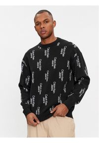 Calvin Klein Jeans Sweter Stacked Logo Aop Sweater J30J325287 Czarny Regular Fit. Kolor: czarny. Materiał: bawełna #1