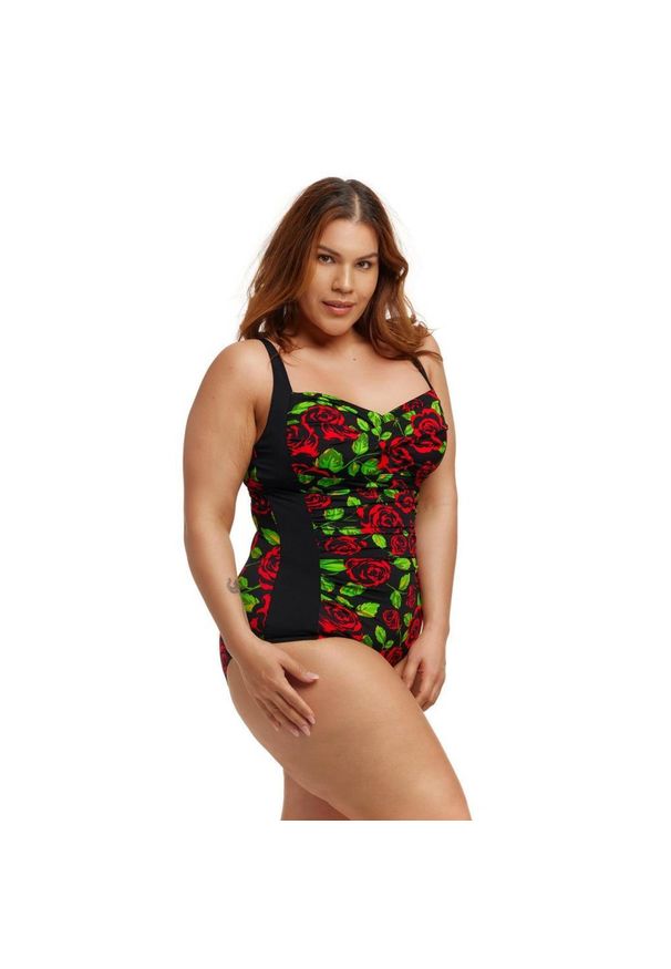 Strój do pływania z miseczkami FUNKITA Black Rose - Ruched. Kolor: czarny