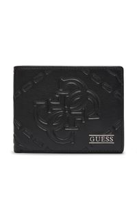Guess Duży Portfel Męski SMBOMG LEA20 Czarny. Kolor: czarny. Materiał: skóra