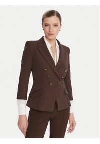 Elisabetta Franchi Marynarka GI-174-56E2-V660 Brązowy Regular Fit. Kolor: brązowy. Materiał: syntetyk #1