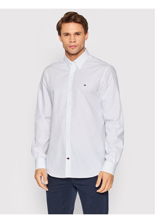 Tommy Hilfiger Tailored Koszula Circle Print MW0MW23269 Biały Regular Fit. Kolor: biały. Materiał: bawełna. Wzór: nadruk
