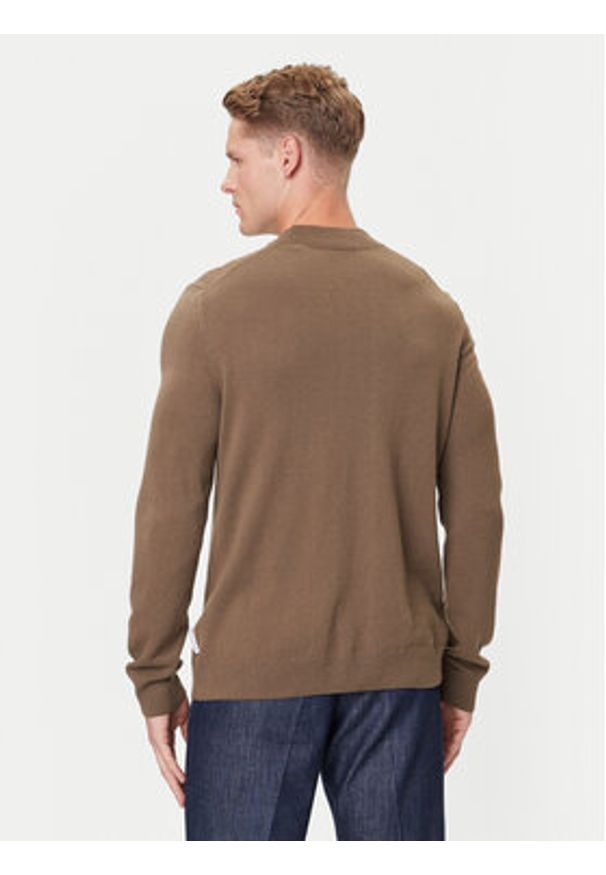 Marc O'Polo Denim Sweter 5000007280 Brązowy Regular Fit. Typ kołnierza: polo. Kolor: brązowy. Materiał: wełna