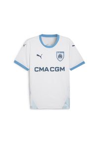 Puma - Młodzieżowa koszulka domowa Olympique Marsylia 24/25 PUMA White Bleu Azur Blue. Kolor: biały, niebieski, wielokolorowy