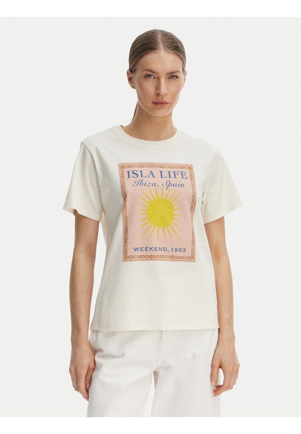 Weekend Max Mara T-Shirt Pantera 2615971032 Écru Regular Fit. Materiał: bawełna. Wzór: motyw zwierzęcy