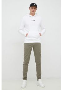 TOMMY HILFIGER - Tommy Hilfiger spodnie z domieszką lnu kolor zielony w fasonie chinos. Kolor: zielony. Materiał: len #4