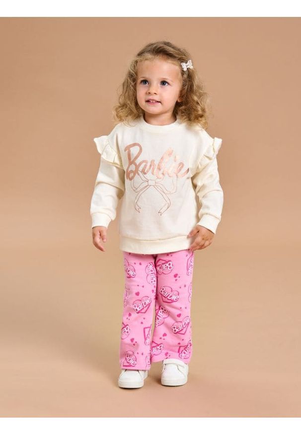 Sinsay - Bluza crewneck Barbie - kremowy. Kolor: kremowy