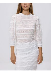 Reserved - Bluzka z koronką - biały. Kolor: biały. Materiał: koronka. Wzór: koronka #1