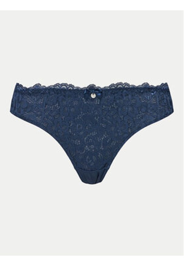 Hunkemöller Stringi Marine 206319 Granatowy. Kolor: niebieski. Materiał: syntetyk