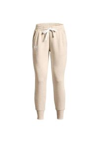 Under Armour - Spodnie Do Joggingu Damskie Polar Rival. Kolor: beżowy. Materiał: polar. Sport: bieganie