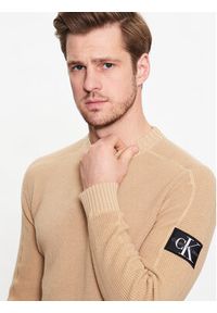 Calvin Klein Jeans Sweter J30J323177 Brązowy Regular Fit. Kolor: brązowy. Materiał: bawełna #3