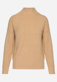 Born2be - Brązowy Sweter Golf z Ozdobnym Tłoczeniem Zakończony Ściągaczem Melodiea. Okazja: na co dzień, na spacer. Typ kołnierza: golf. Kolor: brązowy. Materiał: jeans. Wzór: aplikacja. Sezon: zima, jesień. Styl: klasyczny, casual #7