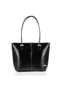Elegancki skórzany shopper bag PAOLO PERUZZI czarny GA424. Kolor: czarny. Materiał: skórzane. Styl: elegancki. Rodzaj torebki: do ręki #1