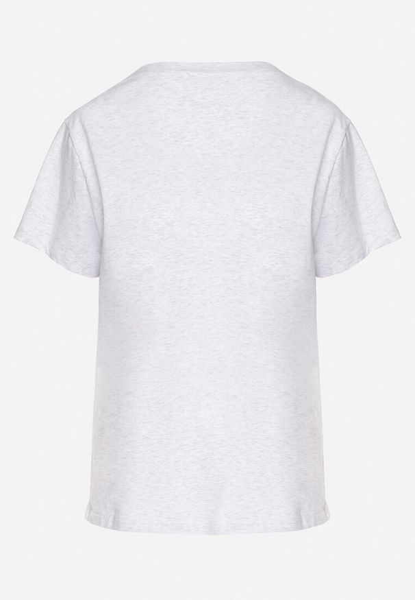 Born2be - Jasnoszary Gładki T-shirt z Bawełny o Klasycznym Kroju Natime. Kolor: szary. Materiał: bawełna. Wzór: gładki. Styl: klasyczny