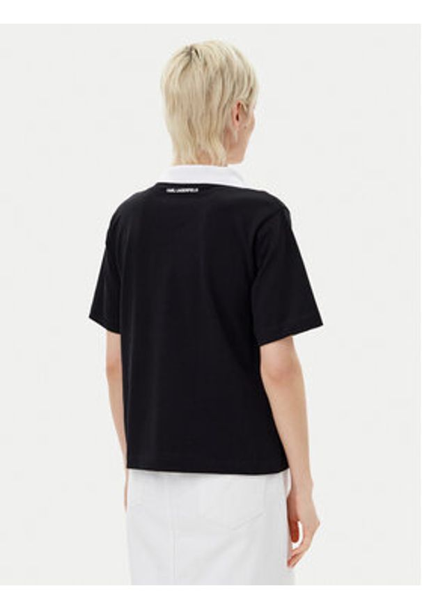 Karl Lagerfeld - KARL LAGERFELD Polo A2W17111 Czarny Regular Fit. Typ kołnierza: polo. Kolor: czarny. Materiał: bawełna