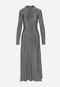Born2be - Srebrna Sukienka z Wiskozą Ozdobiona Brokatem w Eleganckim Stylu Werirra. Okazja: na imprezę. Kolor: srebrny. Materiał: wiskoza. Wzór: aplikacja. Styl: elegancki #4