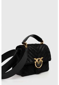 Pinko torebka zamszowa kolor czarny. Kolor: czarny. Materiał: zamszowe #5