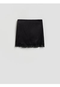 Reserved - Spódnica z koronką - czarny. Kolor: czarny. Materiał: koronka. Wzór: koronka
