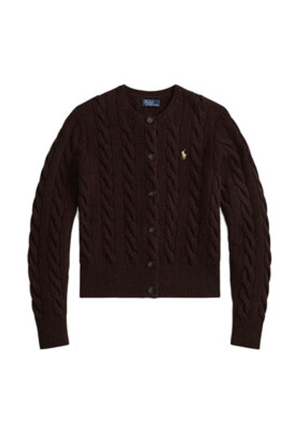 Polo Ralph Lauren Kardigan 211972104007 Brązowy Slim Fit. Typ kołnierza: polo. Kolor: brązowy. Materiał: wełna