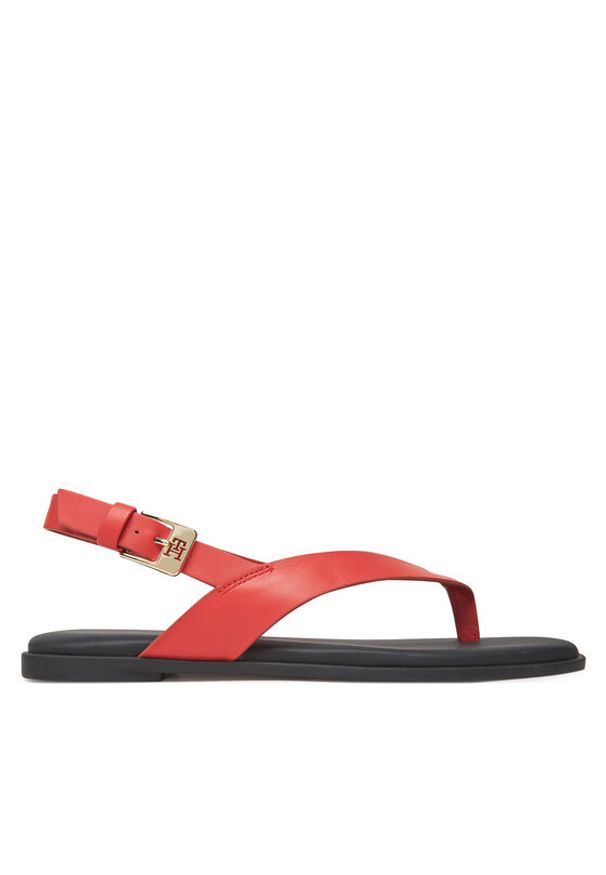 TOMMY HILFIGER - Tommy Hilfiger Sandały Color Block Thong Flat Sandal FW0FW08883 Pomarańczowy. Kolor: pomarańczowy. Materiał: skóra
