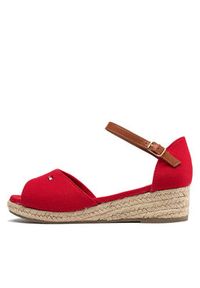 TOMMY HILFIGER - Tommy Hilfiger Espadryle Rope Wedge Sandal T3A7-32185-0048 M Czerwony. Kolor: czerwony. Materiał: materiał #6