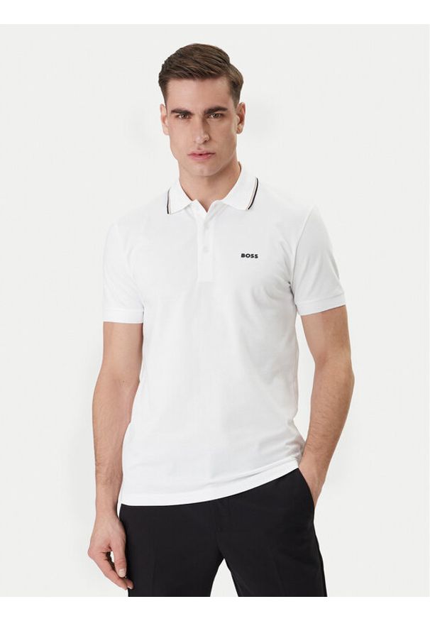BOSS Polo Birdie Paule 50559365 Biały Slim Fit. Typ kołnierza: polo. Kolor: biały. Materiał: bawełna