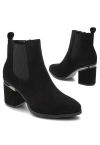 Czarne Botki Vinceza Eleganckie Obuwie Damskie. Okazja: na co dzień. Kolor: czarny. Materiał: materiał. Styl: elegancki #7