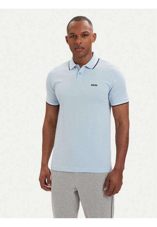 BOSS Polo Paul 50506193 Niebieski jasny Slim Fit. Typ kołnierza: polo. Kolor: niebieski. Materiał: bawełna