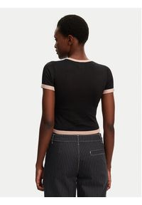 Adidas - adidas T-Shirt Knitted 3-Stripes JJ0960 Czarny Slim Fit. Kolor: czarny. Materiał: wiskoza #5